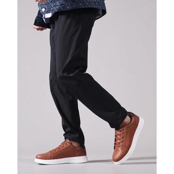 Analeaf Mens Brown Fashion Dress Sneakers Classic Lightweight Casual Shoes - Picture 8 of 9